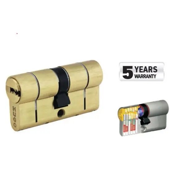 cilinder biztonsági záras, GR3.5S, 80mm (35-45), 5 kulcs, csiszolt sárga Legnépszerűbb