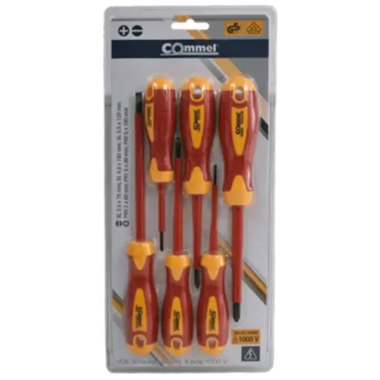 Biztonságos fizetés Csavarhúzó szett 6db (Egyenes lapos 2,5x75/4x100/5,5x125/6,5x100 + PH1x1