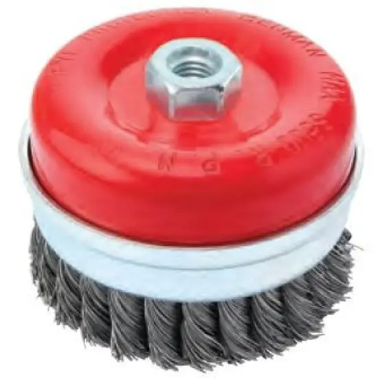 csavart drótos drótkefe tárcsa, 05mm drót, erősített, menet M14*2.82, O Kedvezményes ár