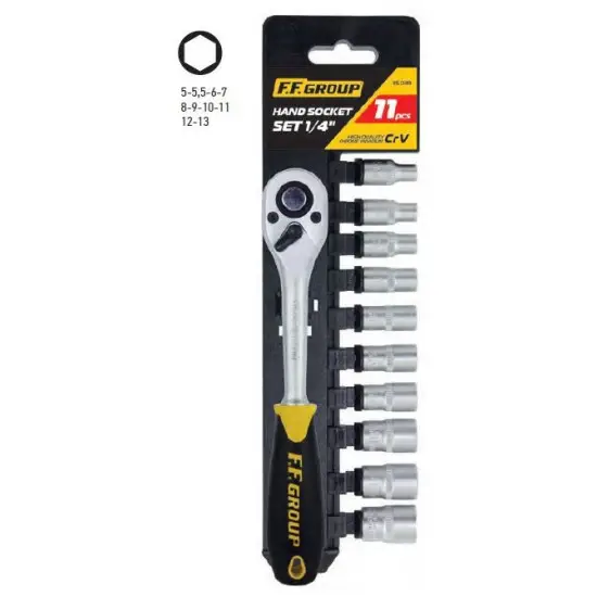 Biztonságos fizetés dugókulcs készlet 11 db 1/4''