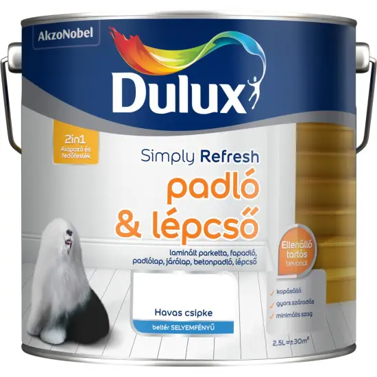 Dulux Simply Refresh Padló&lépcső havas csipke 2,5 l Expressz szállítás