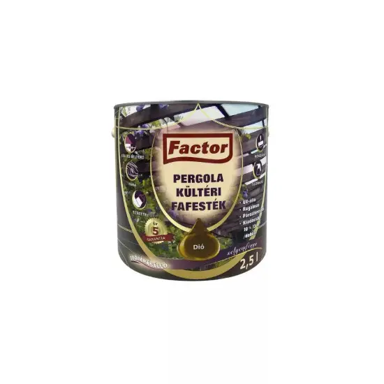 Akció Factor Pergola kültéri fafesték 2,5 l dió