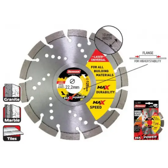 gyémánt vágókorong, MAXPOWER, univerzális-lézer, 180 X 2,6 X 10w Legnépszerűbb