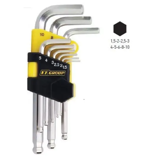 Bestseller hosszú BALL POINT HEXA kulcs (imbuszkulcs) csavarkulcs szett, 9 db,