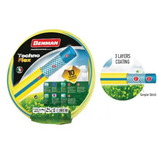 Azonnal elérhető kerti tömlő TECHNOFLEX 1" X 50 m (sárga),