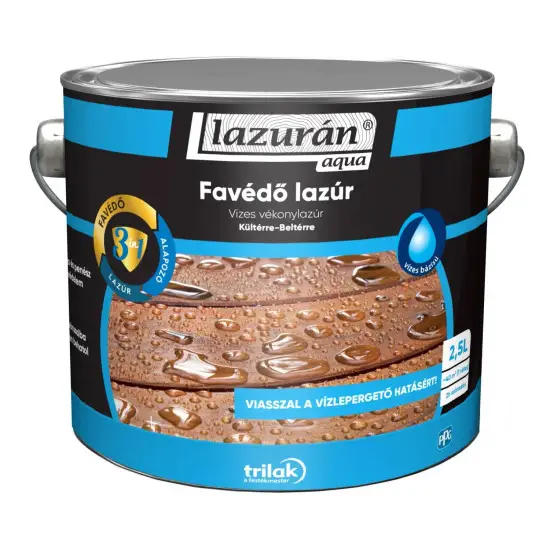 Lazurán Aqua Favédő Lazúr 3in1 mahagóni 2,5 l Rendeld meg most