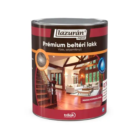 Lazurán Aqua Prémium beltéri lakk selyemfényű 0,75 l Expressz szállítás