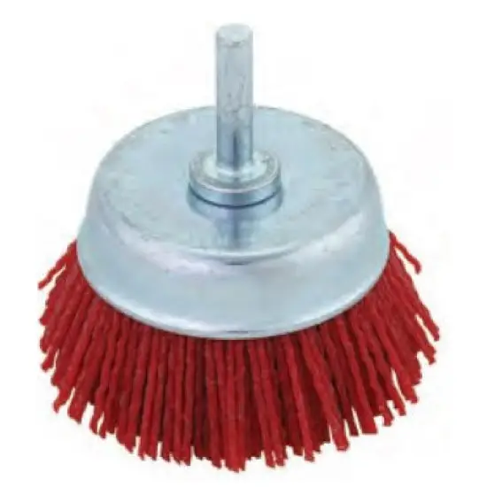 Szezonális akció nylon csiszoló kefekerék, piros, szárral, kúpos, O70mm