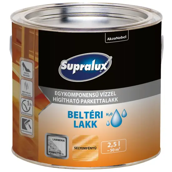 Supralux Beltéri lakk - selyemf. 2,5 l Gyors kiszállítás