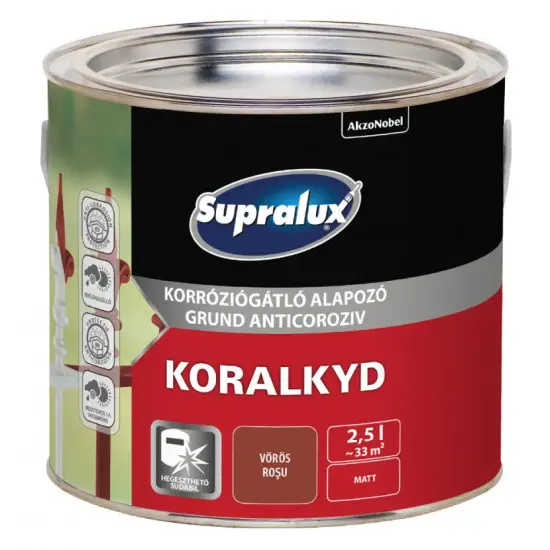 Különleges ajánlat Supralux Koralkyd korróziógátló alapozó vörös 2,5 l