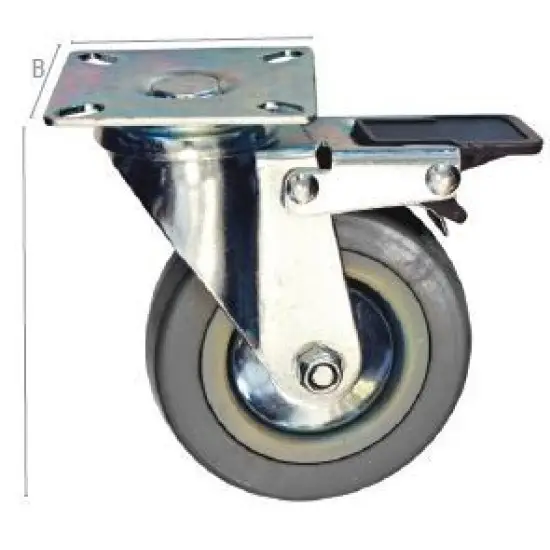 Árcsökkenés szürke gumi görgő,forgó fékkel 50mm,