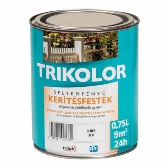 Népszerű Trikolor selyemf. kerítésfesték 100 fehér 0,75 l