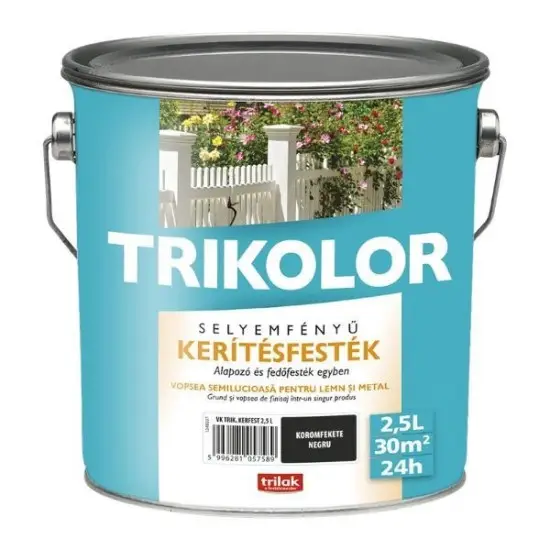 Olcsóbb Trikolor selyemf. kerítésfesték 300 koromfekete 2,5 l