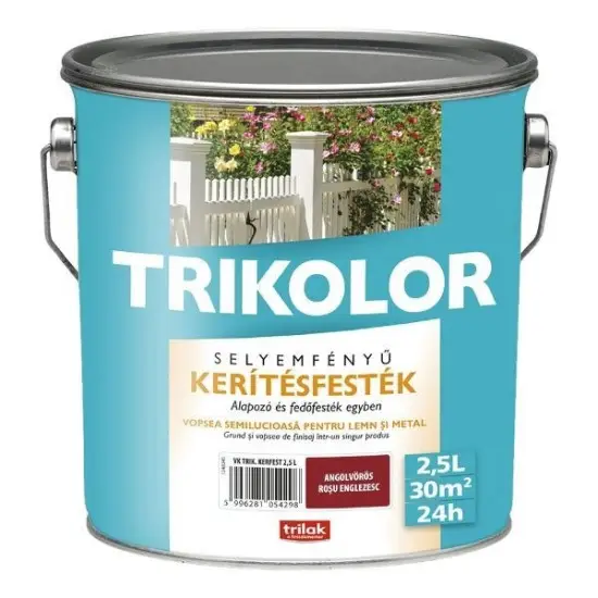 Trikolor selyemf. kerítésfesték 800 angolvörös 2,5 l Biztonságos fizetés