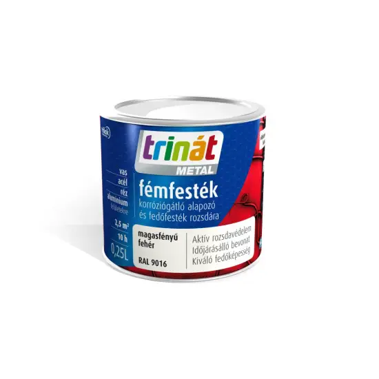 Biztonságos fizetés Trinát Metal fémfesték magasf. RAL9016 fehér 0.25 l