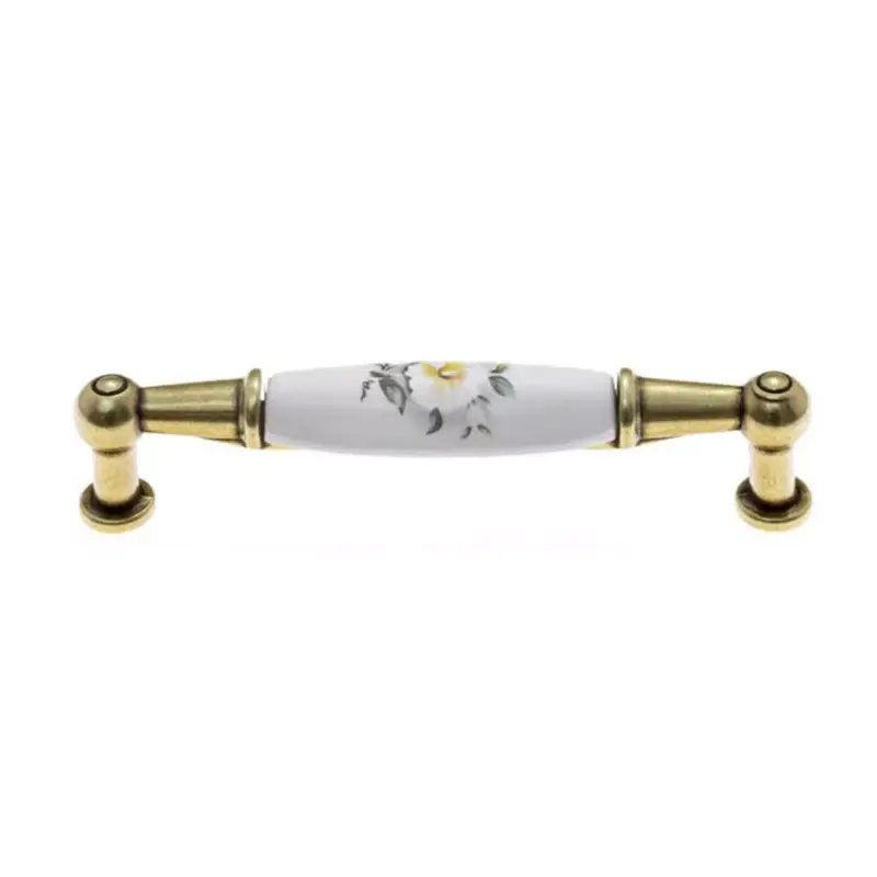 Fogantyú E038-96 Antikolt Bronz-Szürke Virág Fém-Porcelán Azonnal elérhető