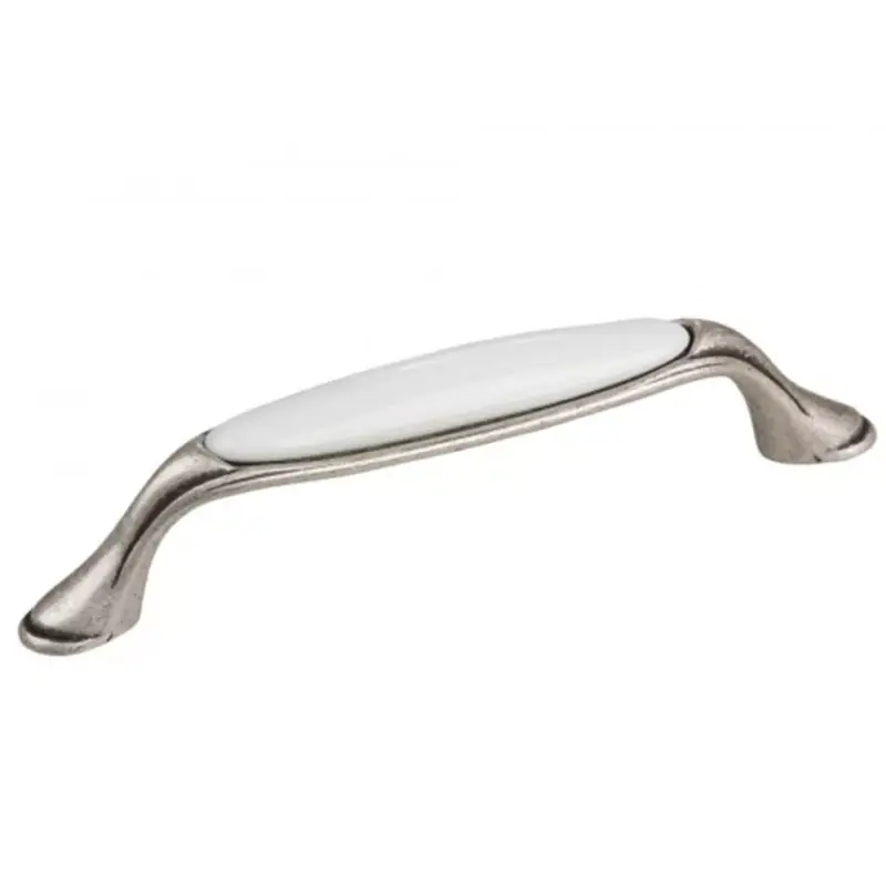 Exkluzív ajánlat Bútorfogantyú Margarita 128 mm Antik Ezüst/Porcelán Fehér Tulip