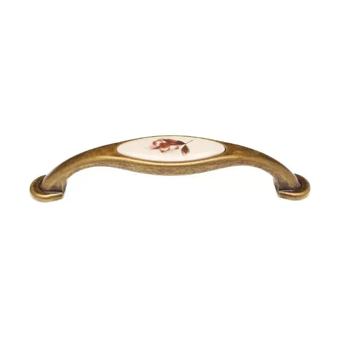 Fogantyú 120-128 128 Antikolt Bronz-Barna Virág Fém/Porcelán Outlet