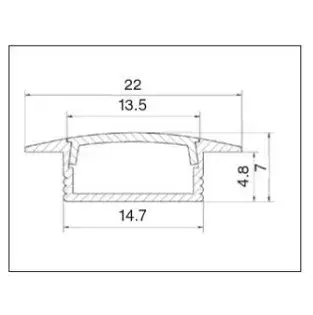 Led profil opál búrával 22/14,5x6x2000mm Süllyesztett Alumínium Azonnali szállítás