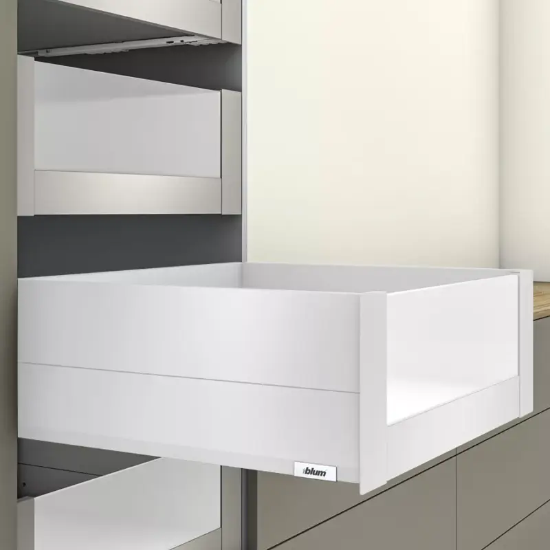Kiárusítás MerivoBox 44" E magasságú BOXCAP Belső fiók, magas üveg előlappal 500mm-es Selyemfehér 40kg