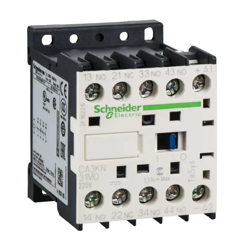 Szuper ajánlat Schneider Electric CA3KN31MD, Segédkontaktor 10A, 220V DC vezerlés, 3 Záró + 1 Nyitó érintkező, csavaros csatlakozás (Segédkapcsoló CA3KN31MD)