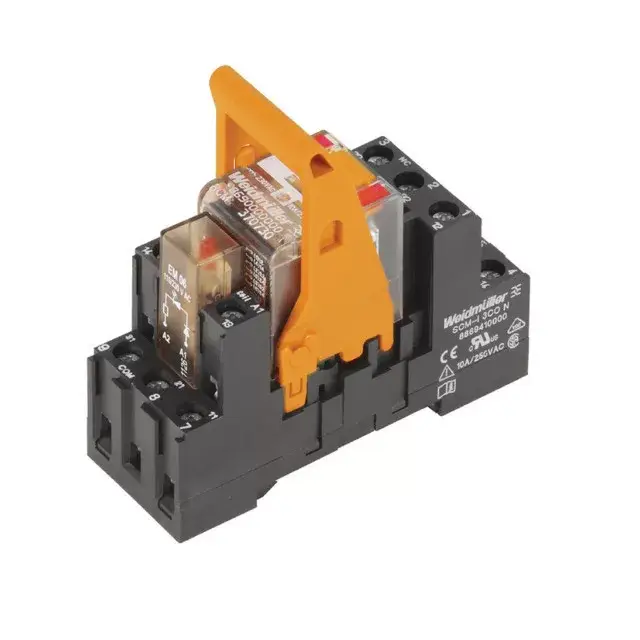 Weidmüller 8921020000 RCMKIT-I 230VAC 3CO LD, Komplett relé 3 váltóérintkező (CO) AgNi 90/10,vizsgálógombbal, 230V AC vezérlőfeszültség, 10A folytonos áram, csavaros csatlakozás (Riderseries) Árengedmény