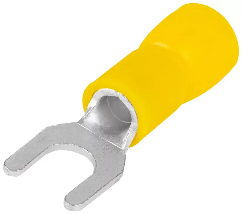 Tracon SV5 szigetelt villássaru, 6mm2, M5, (d1=3,4mm, d2=5,3mm), sárga, ónozott elektrolitréz Ne maradj le