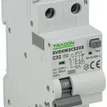 Kiárusítás Tracon EVOKM2C1603 Áramvédős kismegszakító (Kombi Fi-relé) 1P+N, C karakterisztika, 16A, 30mA, 6kA, AC osztály, 2 modul