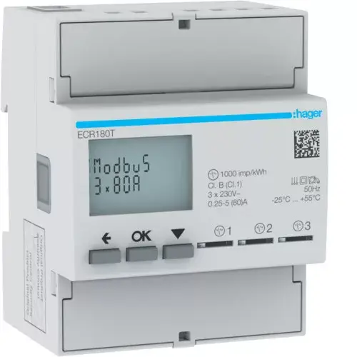Hager ECR180T fogyasztásmérő 1 fázis 3x80A, MODBUS Kedvezmény