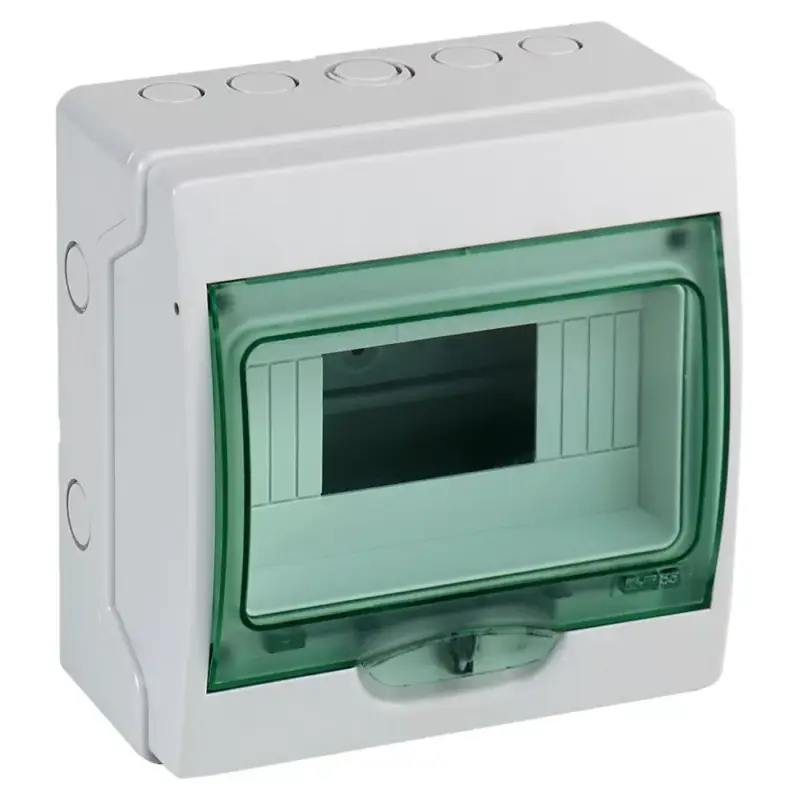 Legkelendőbb Schneider 13443 Kaedra vízálló kiselosztók 8 modul, 1 sor, átlátszó zöld ajtóval, IP65, falon kívüli