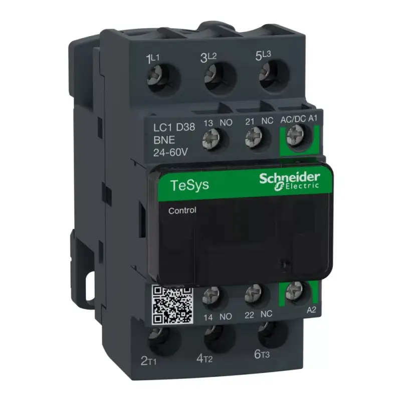 Schneider LC1D38BNE, Tesys D Green mágneskapcsoló, 18.5kW/38A (400V, AC3), 24..60V AC/DC vezerlés, 1Z+1Ny, csavaros csatlakozás Kihagyhatatlan ajánlat
