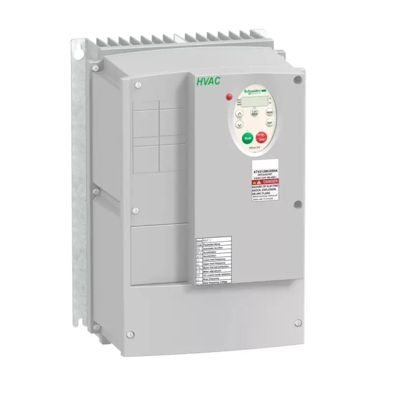 Azonnal elérhető Schneider ATV212WU40N4C frekvenciaváltó 4 kW, 3 fázis, 380..480V AC, C1 osztályú EMC szűrővel, IP55 (Altivar 212 épületes alkalmazásokra)