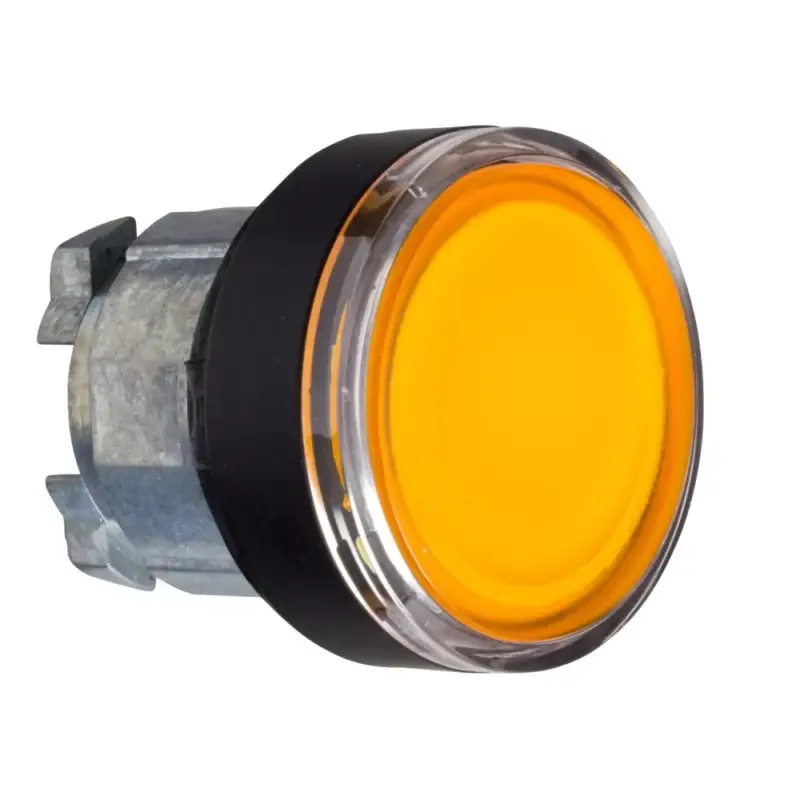Schneider ZB4BW3537 Harmony fém világító nyomógomb fej, Ø22, visszatérő, beépített LED-hez, narancssárga, fekete perem Vedd meg online