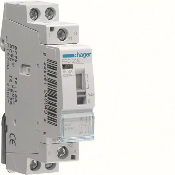 Hager ERC218 Relé, 1Z+1NY, 16A, 230V AC, I-0-II, moduláris Csak ma