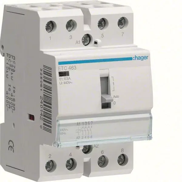 Mágneskapcsoló, 4Z, 63A, 230V AC, I-0-II, moduláris, kézzel is kapcsolható Prémium