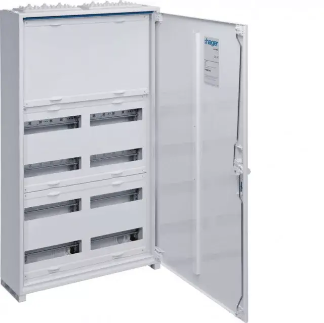 Kihagyhatatlan ajánlat Hager Univers FWB62N Fém mezős elosztó 300 mm-es felső sorkapocstakarással, 96 modul, 4 sor, 950x550x161mm, teli ajtóval, IP44, falon kívüli