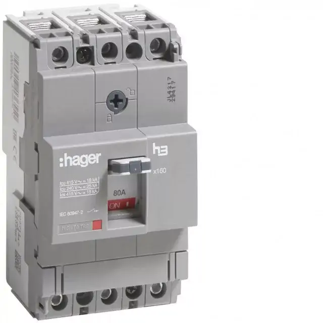 Hager HDA080L x160 TM kompakt megszakító, 3P, 80A, 18kA Ajánlat