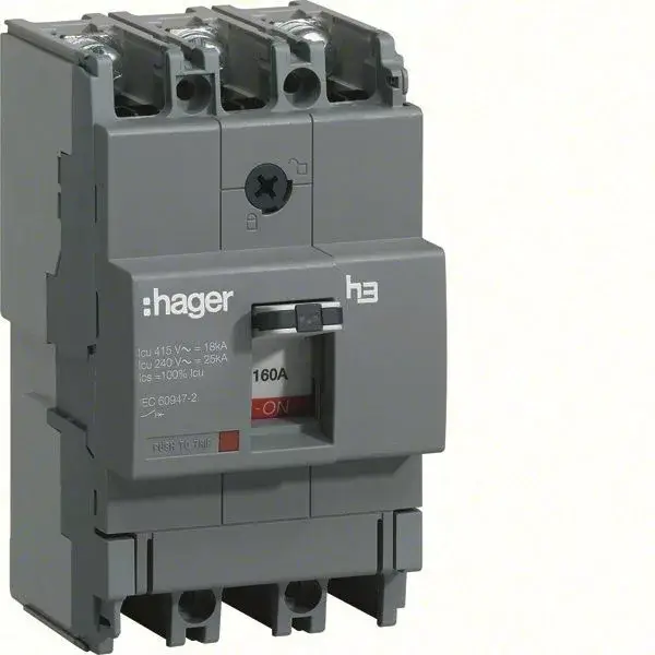 Hager HDA160L x160 TM kompakt megszakító, 3P, 160A, 18kA Korlátozott ajánlat