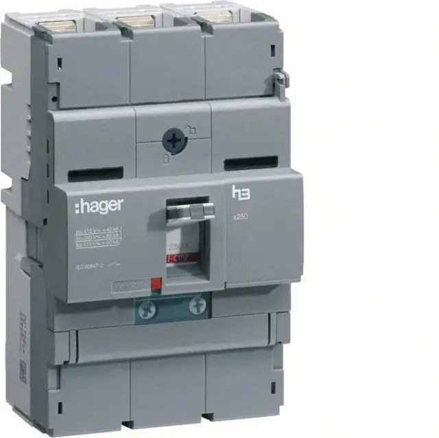 Hager HNB160H x250 TM kompakt megszakító, 3P, 160A, 40kA Biztonságos fizetés