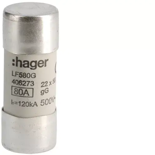Hager lf580g Hengeres olvadóbiztosítóbetét, 22x58 mm, gG, 80 A 500 V Biztonságos vásárlás