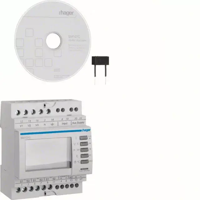 Utolsó esély Hager SM101C Áramváltós Multiméter ajtóra Modbus cosFI, RS485, 400V AC,
