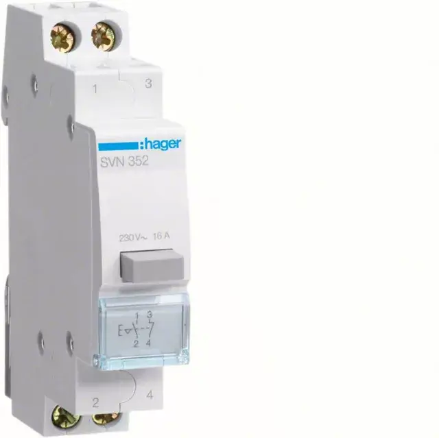 Hager SVN352 Nyomókapcsoló, 1Z+1NY, 16A, moduláris, 1M Prémium