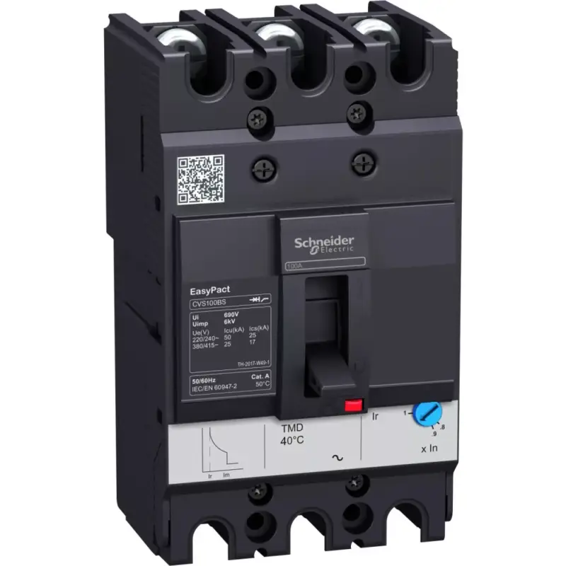 Schneider LV510937 EasyPact CVS100BS 3P 25kA komplett megszakító TM80D 3P3D kioldóval Rendeld meg most
