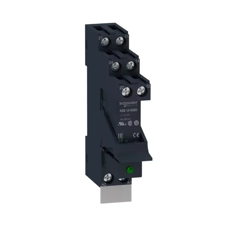 Schneider RSB1A160BDPV Zelio RSB interfész relé foglalattal, védődiódával, 1CO, 16A, 24VDC Legnépszerűbb