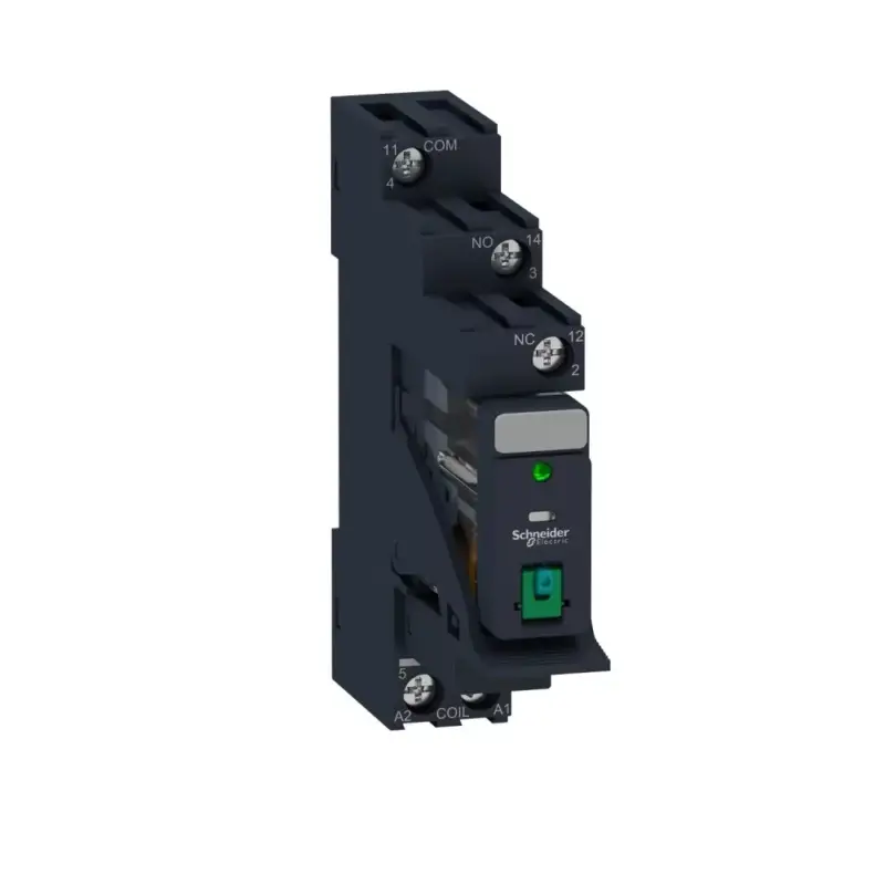 Schneider RXG12BDPV Zelio RXG Interfész relé foglalattal, 1CO, 10A, 24VDC, tesztgomb, LED Azonnal elérhető
