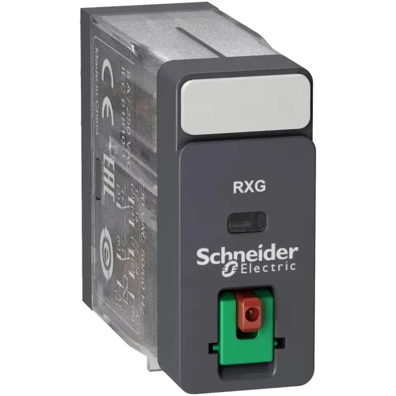 Schneider RXG21F7 Zelio RXG Interfész relé, 2CO, 5A, 120VAC, tesztgomb Prémium