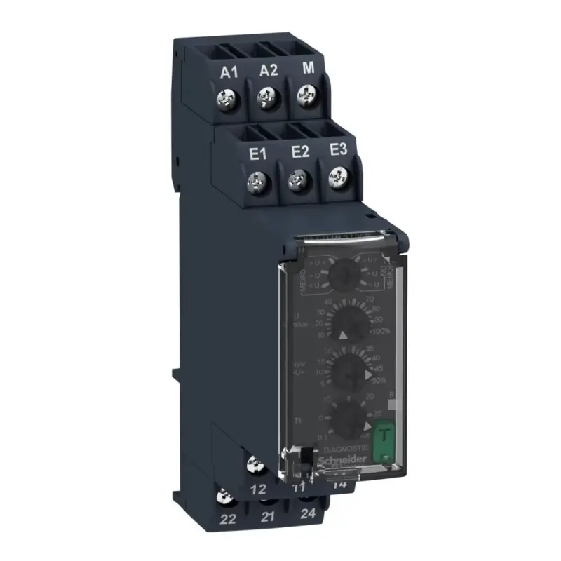 Schneider RM22UA32MR Zelio Control feszültségfigyelő relé, kikapcsolás késleltetővel, 2CO, 8A, 24…240VAC/DC, mérési tart.:1…100V Expressz kézbesítés