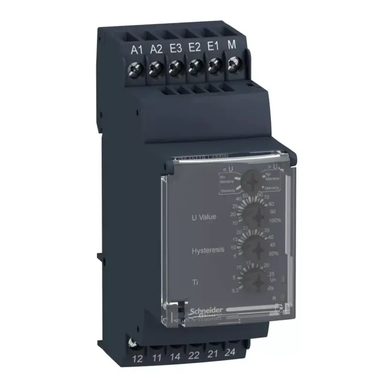 Schneider RM35UA12MW Zelio Control feszültségfigyelő relé, 2CO, 5A, 24…240VAC/DC, mérési tart.:0,05…5V Azonnal elérhető