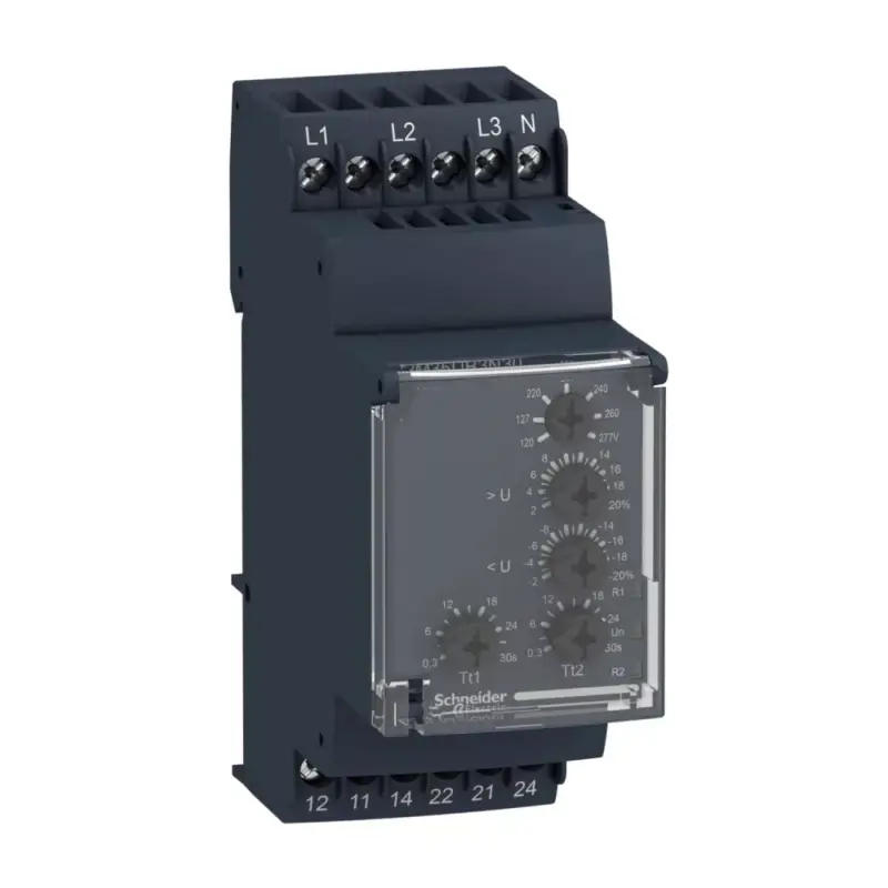 Schneider RM35UB3N30 Zelio Control háromfázisú feszültségfigyelő relé, 3f, 1+1CO, 5A, 120…277VAC Árengedmény