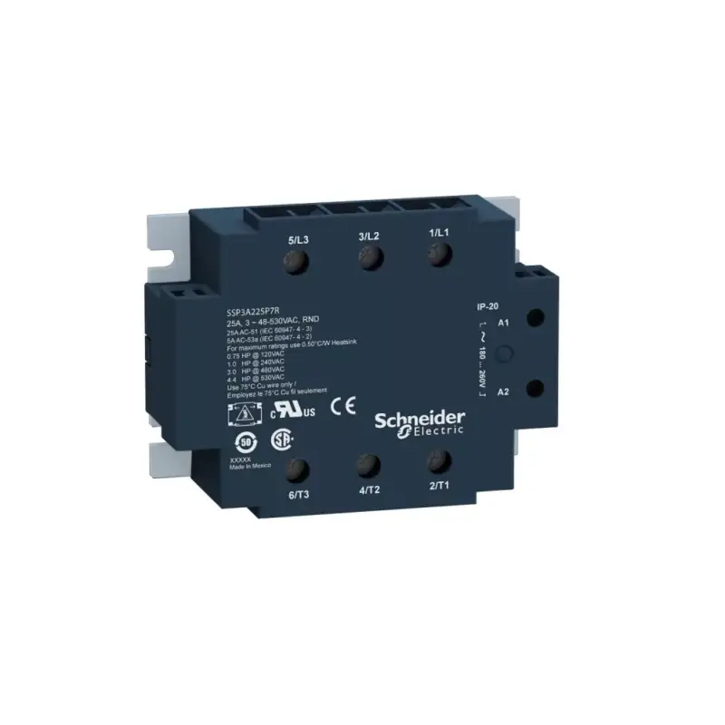 Árengedmény Schneider SSP3A250BDT SSP szilárdtestrelé, panelre szerelhető, 3f, nullfesz kapcs, 3NO, 48-530VAC, 50A, 24VDC, hőátadóval
